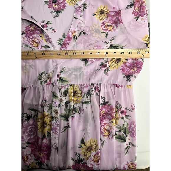 Torrid lexi chiffon hi-lo tunic blouse size 0 pink floral lightweight casual - Picture 5 of 5